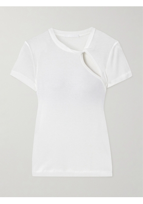 Helmut Lang - Cutout Ribbed Cotton-jersey T-shirt - White - xx small,x small,small,medium,large,x large