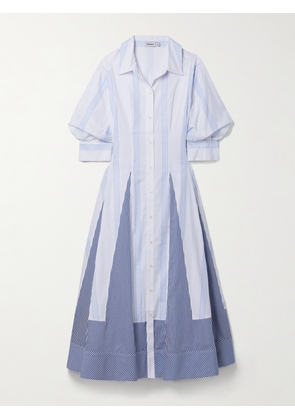 SIMKHAI - Jazz Embroidered Striped Cotton-blend Poplin Midi Shirt Dress - White - x small,small,medium,large,x large