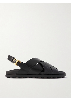 Tod's - Textured And Smooth Leather Sandals - Black - IT35.5,IT36,IT36.5,IT37,IT37.5,IT38,IT38.5,IT39,IT39.5,IT40,IT40.5,IT41
