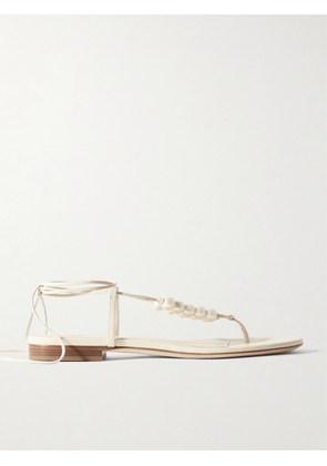 Magda Butrym - Faux Pearl-embellished Leather Thong Sandals - Cream - IT35,IT36,IT37,IT37.5,IT38,IT38.5,IT39,IT40,IT41