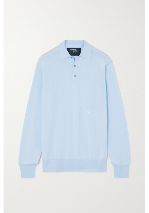 Hommegirls - Embroidered Merino Wool Polo Shirt - Blue - x small,small,medium,large,x large