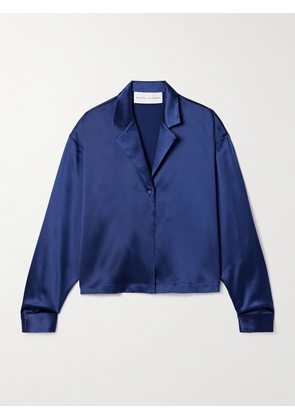 Michael Lo Sordo - Cropped Silk-satin Shirt - Blue - UK 4,UK 6,UK 8,UK 10,UK 12,UK 14