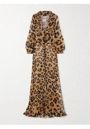 Rosamosario - La Leopardesse Leopard-print Silk-georgette Robe - Animal print - x small,small,medium,large,x large