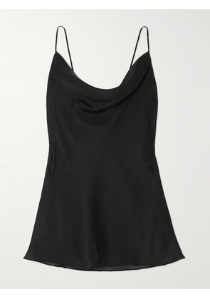 Rosamosario - Vogue Draped Duchesse Silk-satin Top - Black - x small,small,medium,large,x large