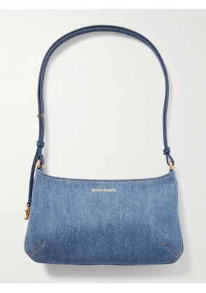 Palm Angels - Giorgina Leather-trimmed Denim Shoulder Bag - Blue - One size