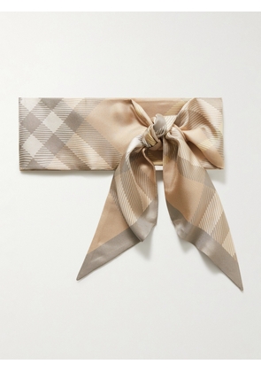Burberry - Checked Silk-twill Scarf - Neutrals - One size
