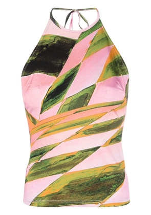 Louisa Ballou abstract-print halterneck top - Pink