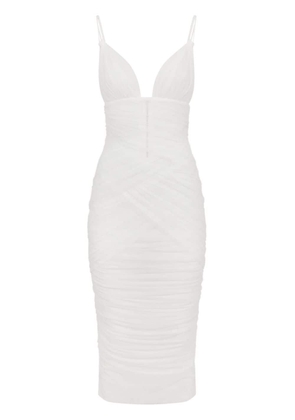 Dolce & Gabbana draped tulle midi dress - White