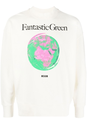 MSGM Fantastic Green organic cotton sweatshirt - White