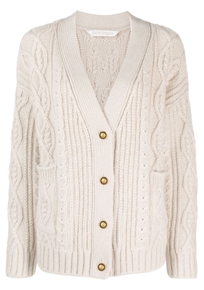 Palm Angels fisherman's-knit button-up cardigan - Neutrals