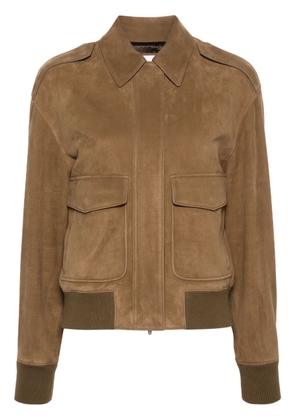 Ferragamo epaulettes-detailed leather jacket - Brown