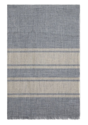 Brunello Cucinelli stripe-detail mélange linen scarf - Grey