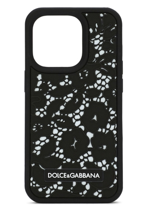 Dolce & Gabbana floral-lace iPhone 14 Pro case - Black