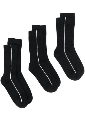 There Was One three-pack stripe-detail ankle socks - Black