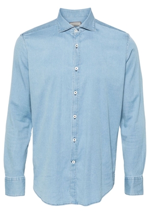 Canali spread-collar denim shirt - Blue