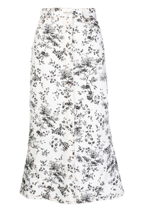Erdem floral-print buttoned skirt - White