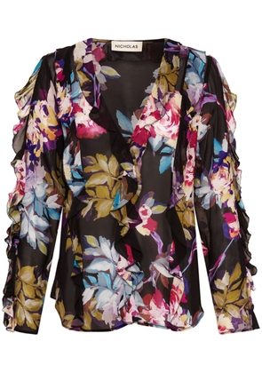 Nicholas Amira floral-print silk blouse - Black