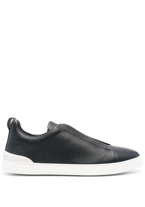 Zegna grained leather pull-on sneakers - Brown