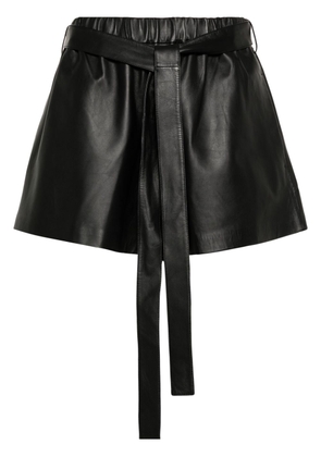 RED Valentino belted-waist leather shorts - Black
