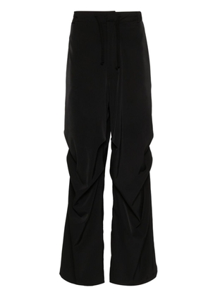 MM6 Maison Margiela gathered-detail wide trousers - Black