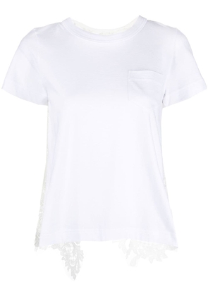 sacai lace-panel T-shirt - White