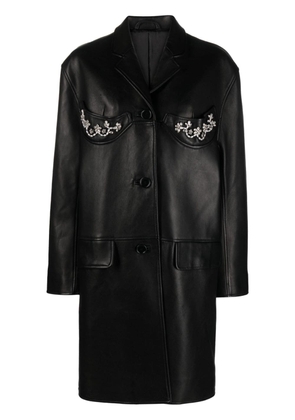 Simone Rocha embellished leather coat - Black