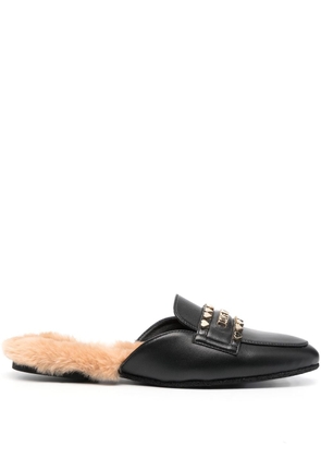 Love Moschino logo-plaque leather mules - Black