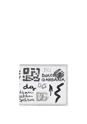 Dolce & Gabbana graffiti-print bi-fold wallet - White