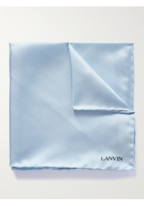 Lanvin - Logo-Print Silk-Twill Pocket Square - Men - Blue