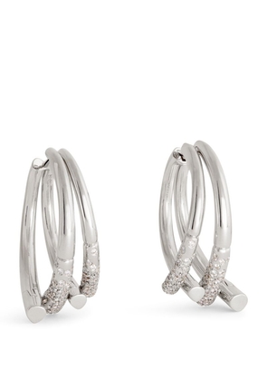 Tabayer White Gold And Diamond Oera Hoop Earrings