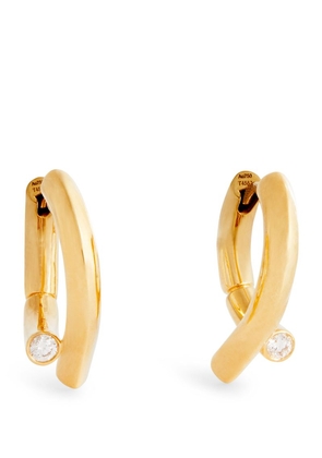 Tabayer Mini Yellow Gold And Diamond Oera Edition 03 Hoop Earrings