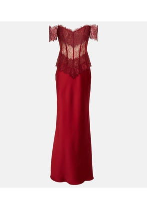 Rasario Corset off-shoulder lace and satin gown