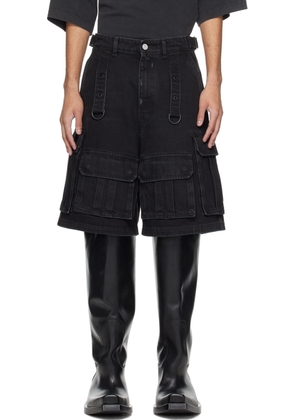 VETEMENTS Black Multipocket Denim Shorts