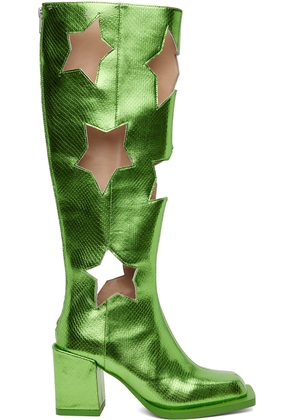 ANDREJ GRONAU SSENSE Exclusive Green Snake Star Cut Boots