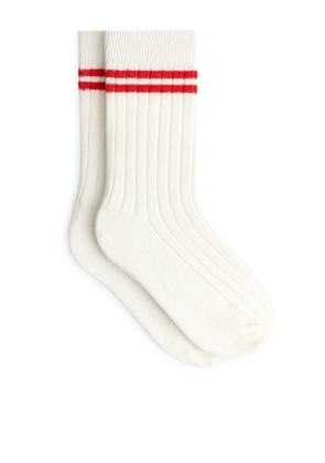 Rib Knit Socks Set of 2 - Red