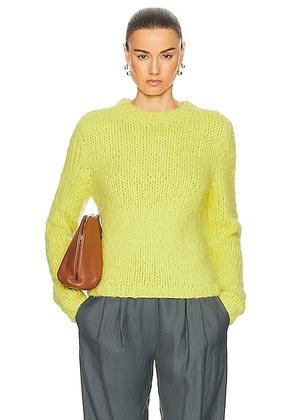 Gabriela Hearst Classic Sweater in Lime Adamite - Lemon. Size L (also in M, S, XS).