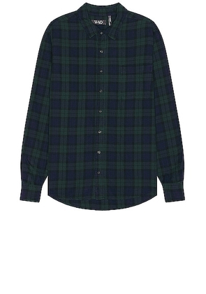 WAO The Flannel Shirt in navy & green - Navy. Size M (also in L, S, XL/1X).