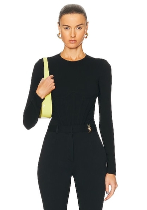 VERSACE Georgette Bodysuit Top in Black - Black. Size 36 (also in 38, 42).