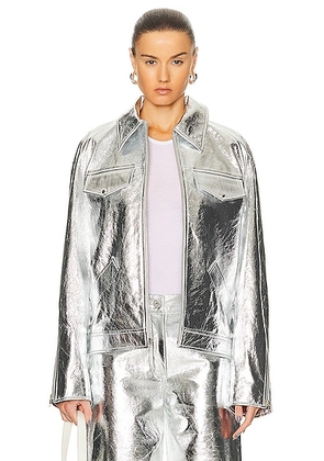 Interior The Sterling Jacket in Aluminum - Metallic Silver. Size S (also in M, XS).