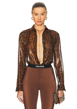 TOM FORD Leopard Printed Shirt in Camel - Brown. Size 36 (also in 38, 40).