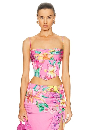 ROCOCO SAND Megan Sleeveless Top in Pink Floral - Pink. Size XS (also in M, S).