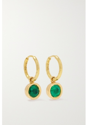 Octavia Elizabeth - Charms 18-karat Recycled Gold Emerald Hoop Earrings - One size