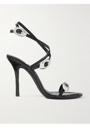 Alexander Wang - Dome Snake-effect Leather Sandals - Black - IT35,IT36,IT36.5,IT37,IT37.5,IT38,IT38.5,IT39,IT39.5,IT40,IT40.5,IT41