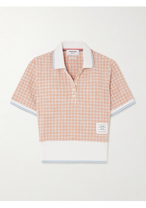 Thom Browne - Ribbed-knit Trimmed Cotton-blend Bouclé-tweed Polo Shirt - Orange - IT36,IT38,IT40,IT44,IT46,IT48