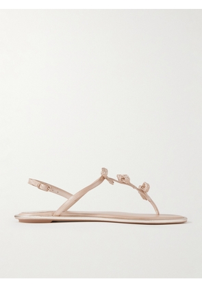 René Caovilla - Caterina Bow And Crystal-embellished Metallic Leather Sandals - Neutrals - IT35,IT35.5,IT36,IT36.5,IT37,IT37.5,IT38,IT38.5,IT39,IT39.5,IT40,IT40.5,IT41,IT42