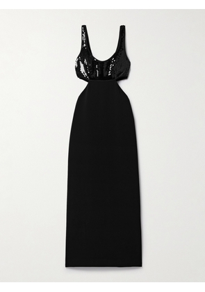 David Koma - Cutout Sequin-embellished Cady Midi Dress - Black - UK 6,UK 8,UK 10,UK 12