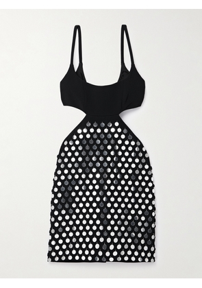 David Koma - Cutout Paillette-embellished Cady Mini Dress - Black - UK 6,UK 8,UK 10,UK 12