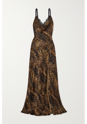 L'AGENCE - Venice Lace-trimmed Leopard-print Silk-satin Maxi Dress - Brown - US0,US2,US4,US6,US8,US10