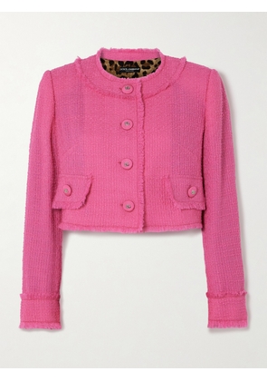 Dolce & Gabbana - Cropped Embellished Wool-blend Bouclé-tweed Jacket - Pink - IT36,IT38,IT40,IT42,IT44,IT46,IT48