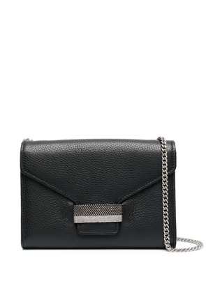 Fabiana Filippi Crystal-embellished leather clutch bag - Black